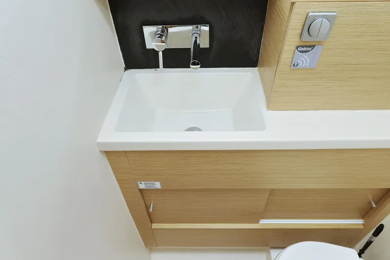 Apollo Yacht Photos Pics Compact bathroom sink with modern faucet in 2019 Hanse 458 yacht.