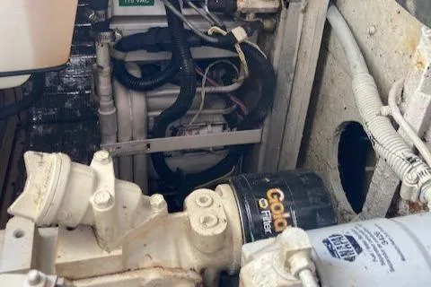 Lady G Yacht Photos Pics Engine compartment of a 1998 Ocean Yachts 45 Super Sport boat.