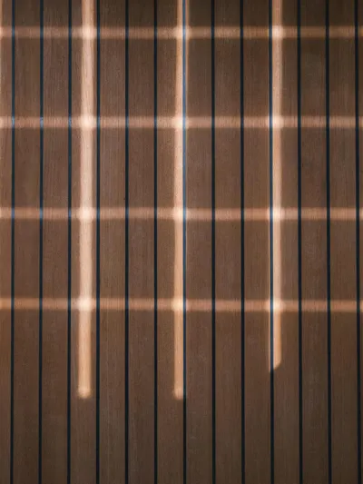 Dessus Yacht Photos Pics Sunlight patterns on Sunreef 60 yacht deck, 2022 model.