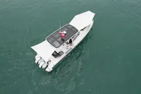 Aerial view of 2023 Nimbus T9 X-Edition boat on open water.