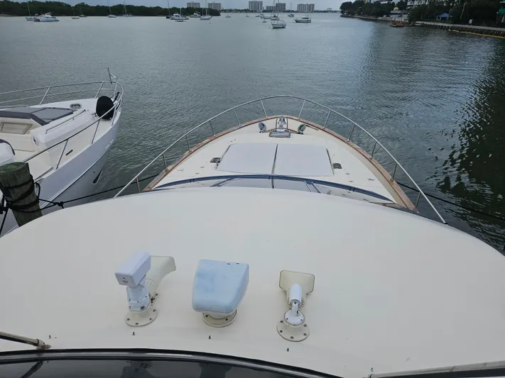  Yacht Photos Pics Astondoa 72 GLX yacht on calm water, 1998 model, extended platform view.