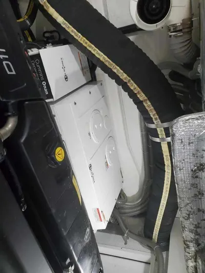  Yacht Photos Pics Engine room of a 2020 Galeon 500 Fly yacht with Cummins Onan generator.