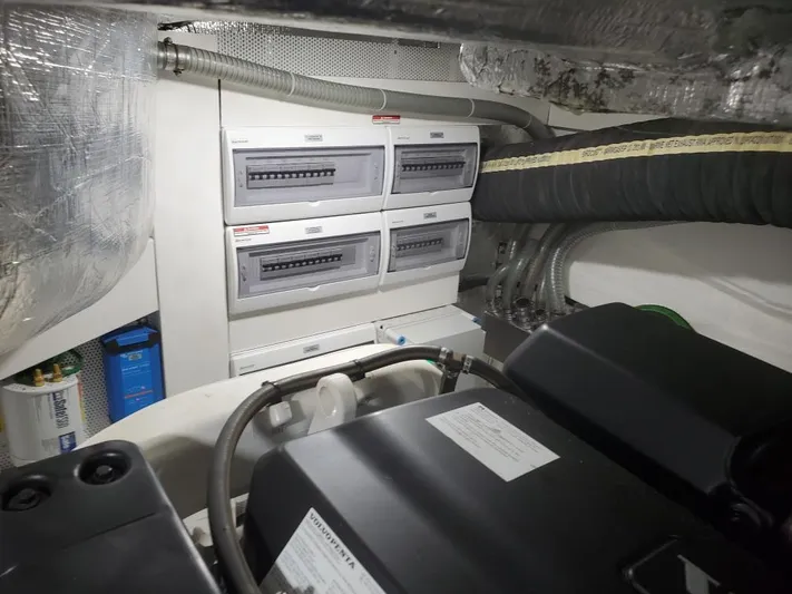  Yacht Photos Pics Electrical panel in the engine room of a 2020 Galeon 500 Fly yacht.