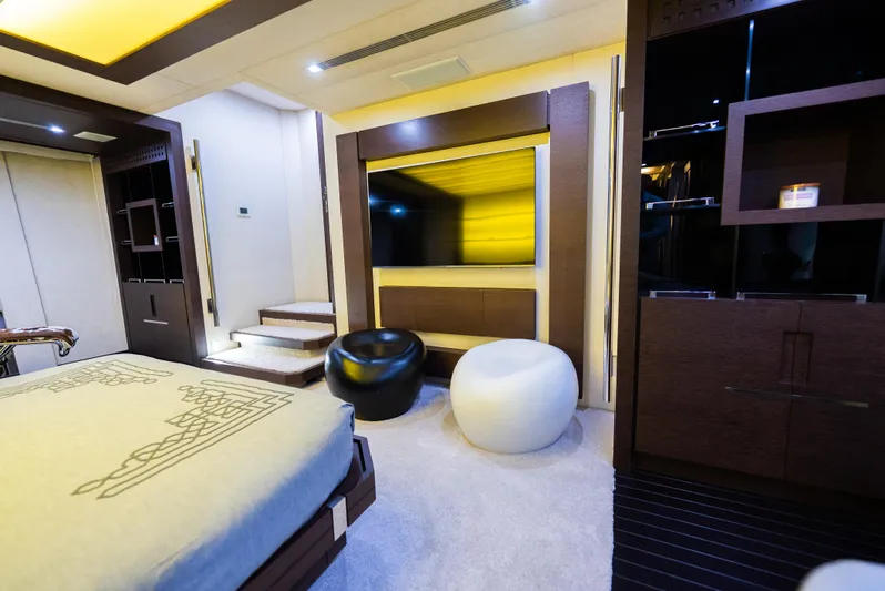  Yacht Photos Pics Luxurious interior of 2008 Azimut 103S yacht with modern furnishings and elegant design.