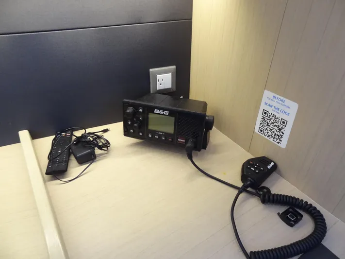 Exit Strategy Yacht Photos Pics VHF radio and remote controls on Beneteau Oceanis 46.1 yacht, 2020 model.