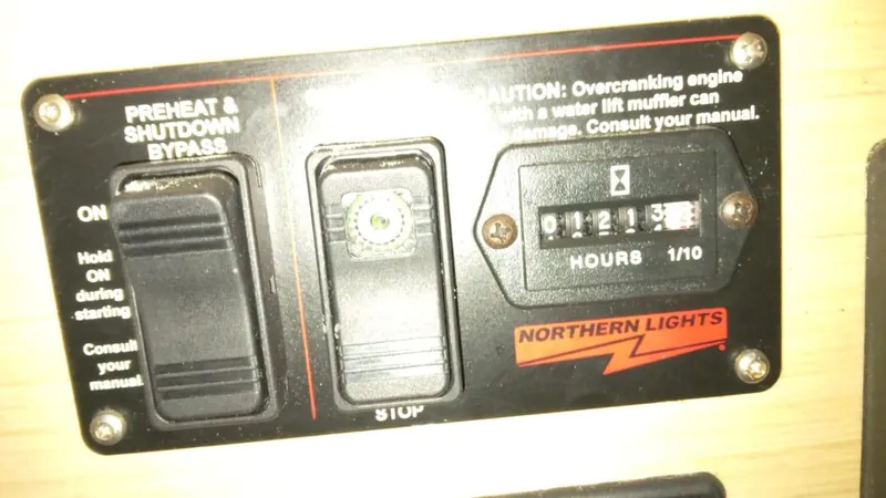 Exit Strategy Yacht Photos Pics Control panel of a 2020 Beneteau Oceanis 46.1 sailboat with engine hour meter.