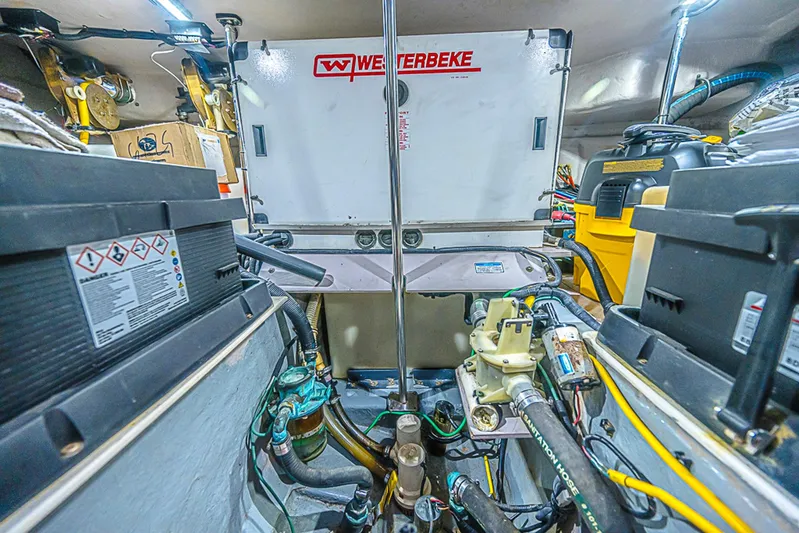 Carolina Girl Yacht Photos Pics Engine room of a 2002 Sea Ray 550 Sundancer with Westerbeke generator.