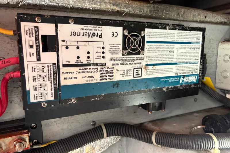 Intermission Yacht Photos Pics Battery charger in a 2006 Back Cove 29 boat, featuring ProMariner ProTech-4 system.