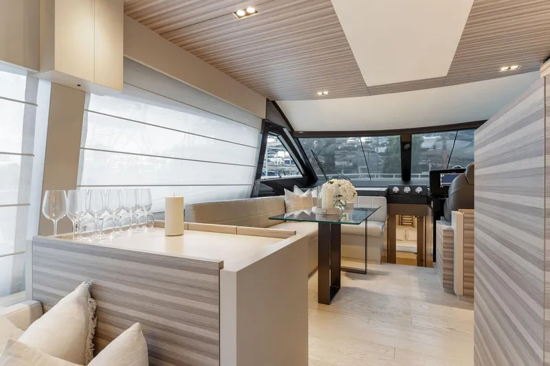 Only One Yacht Photos Pics Luxurious interior of 2020 Ferretti Yachts 670 with modern design and elegant furnishings.