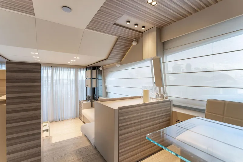 Only One Yacht Photos Pics Luxurious interior of 2020 Ferretti Yachts 670 with modern design and elegant furnishings.