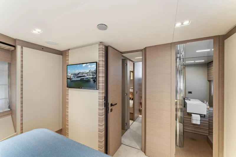 Only One Yacht Photos Pics Luxurious interior of 2020 Ferretti Yachts 670 with modern design and amenities.