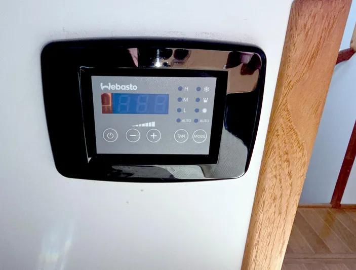 Riverwind Yacht Photos Pics Webasto control panel on 2008 Eastern Casco Bay 31 boat interior.