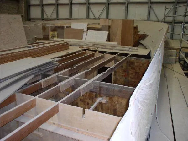  Yacht Photos Pics 2022 Westport HULL ONLY project under construction in a workshop.