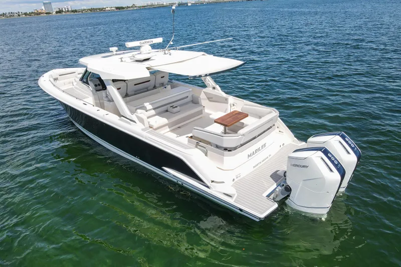 Marilee Yacht Photos Pics 2024 Tiara Yachts 43 LS boat on water with twin Mercury engines.