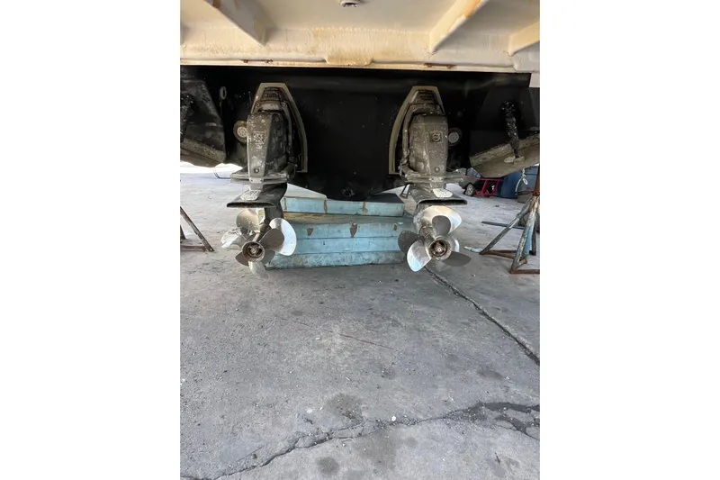  Yacht Photos Pics 2015 Regal 35 Sport Coupe boat propellers on dry dock.