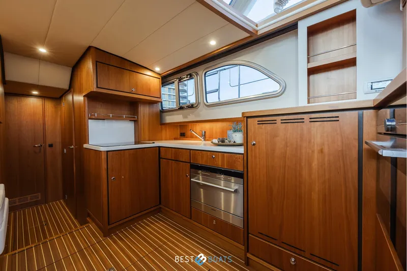  Yacht Photos Pics Luxurious kitchen interior of 2017 Linssen Grand Sturdy 470 Wheelhouse yacht.