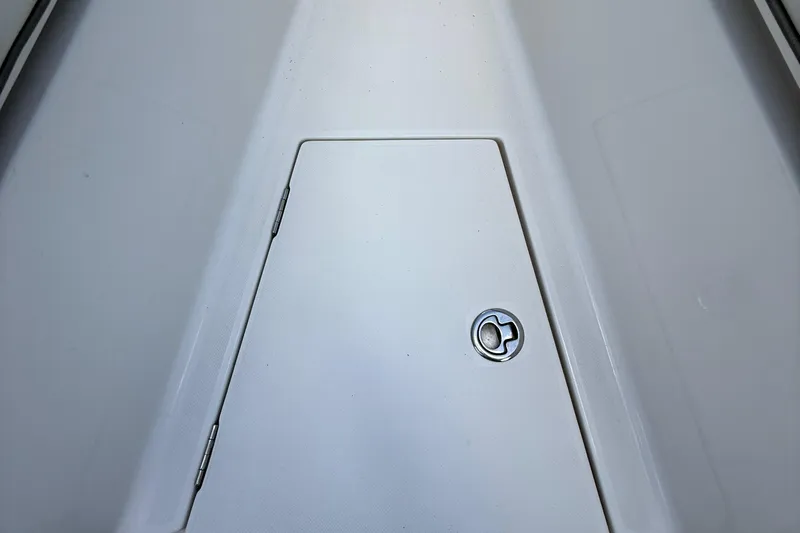  Yacht Photos Pics Hatch on 2014 Jupiter 30 FS boat deck, featuring a sleek design and secure latch.