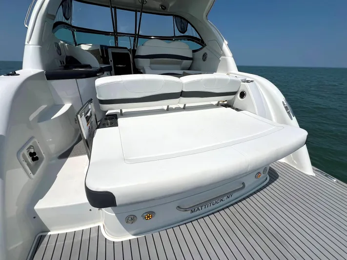  Yacht Photos Pics 2017 Formula 37 Performance Cruiser, rear deck view with seating, on the water.