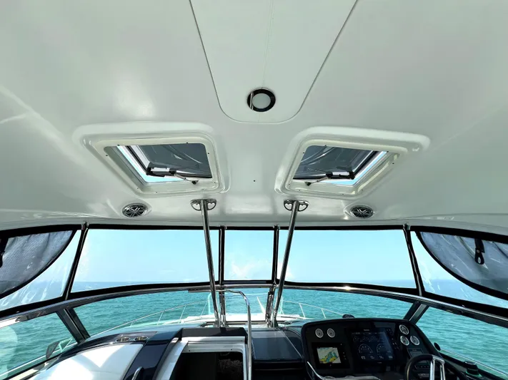  Yacht Photos Pics Interior view of 2017 Formula 37 Performance Cruiser helm with ocean backdrop.