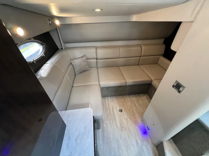  Yacht Photos Pics 2017 Formula 37 Performance Cruiser interior with beige leather seating and modern design.