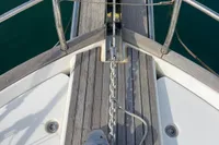 2016 Beneteau Swift Trawler 44 anchor system on deck, featuring chain and winch.