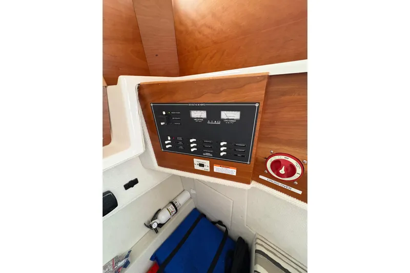 Andiamo Yacht Photos Pics Control panel of a 2020 Cutwater C-28 boat interior.