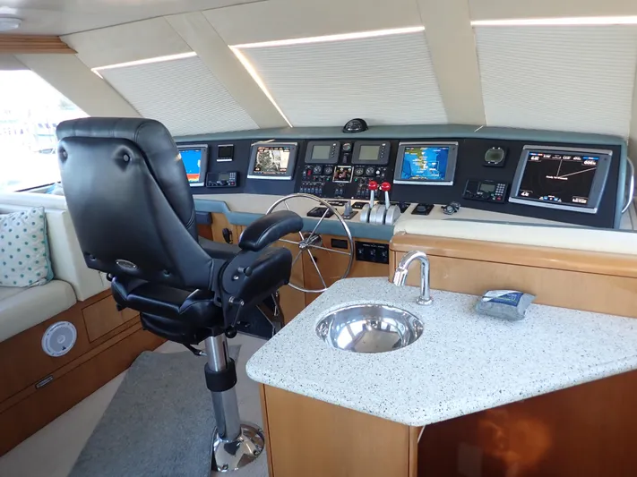 Something Fishy Yacht Photos Pics Hatteras 60 SOMETHING FISHY - Flybridge Helm Station