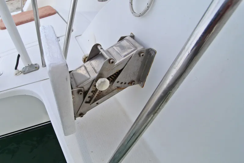  Yacht Photos Pics Stainless steel boat ladder on 2008 Fountaine Pajot Orana 44 catamaran deck.