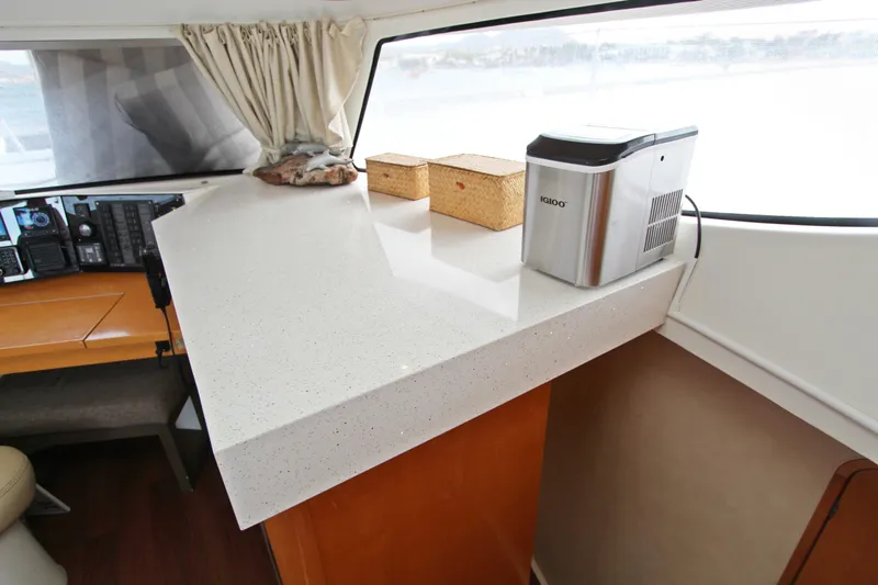  Yacht Photos Pics Interior of 2008 Fountaine Pajot Orana 44 yacht with countertop and appliances.