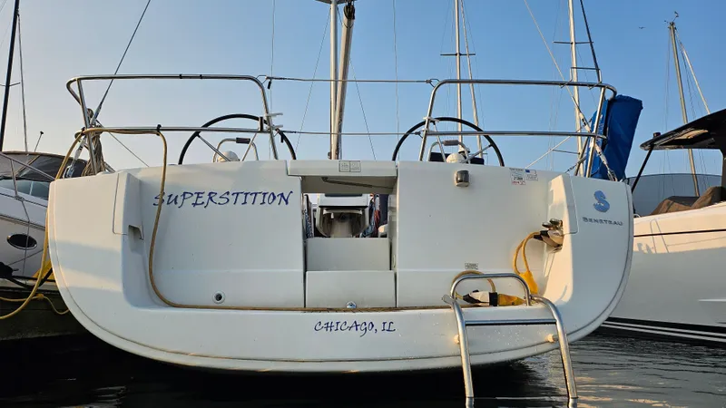 Superstition Yacht Photos Pics Beneteau Oceanis 40 sailboat, 2012 model, docked in Chicago marina.