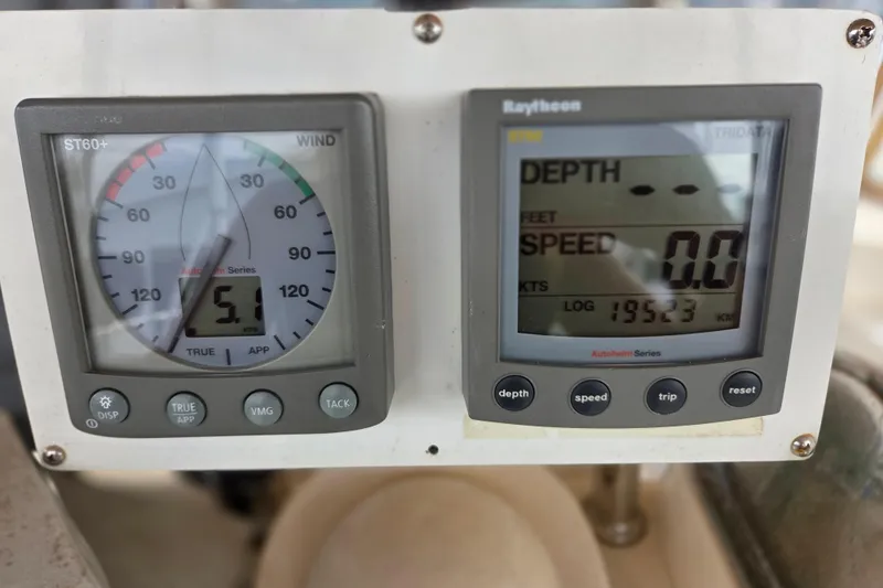 Callahan Yacht Photos Pics Close-up of Raytheon marine instruments on a 2000 Ta Shing Taswell 44 All Season yacht.