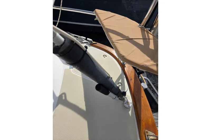 Callahan Yacht Photos Pics Deck view of 2000 Ta Shing Taswell 44 All Season sailboat with tan cover.