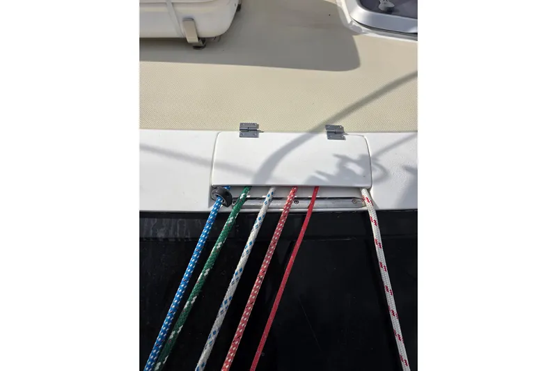 Callahan Yacht Photos Pics Colorful ropes on a 2000 Ta Shing Taswell 44 All Season sailboat deck.