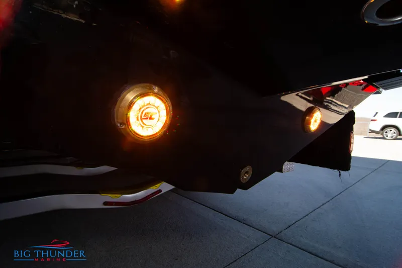  Yacht Photos Pics Close-up of 2024 Donzi 39 VRZ boat's illuminated underwater lights.