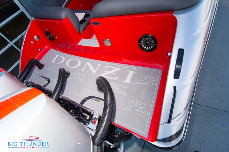  Yacht Photos Pics 2024 Donzi 39 VRZ boat stern with branding at Big Thunder Marine.