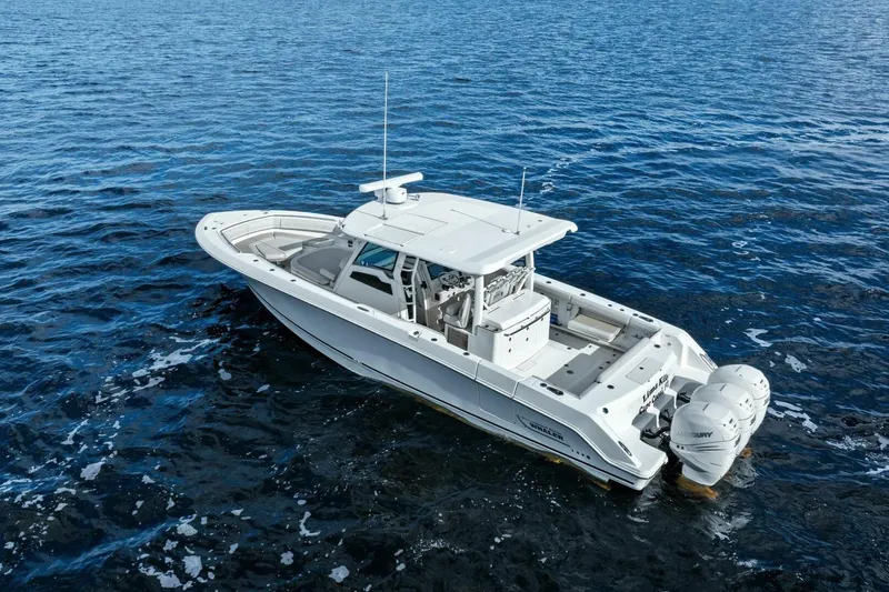 Lima Kilo Yacht Photos Pics 2019 Boston Whaler 380 Outrage 'Lima Kilo' - Profile Stern 3/4 Port