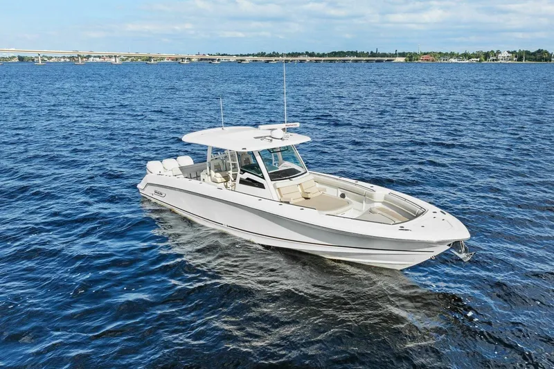 Lima Kilo Yacht Photos Pics 2019 Boston Whaler 380 Outrage 'Lima Kilo' - Profile Bow 3/4 Starboard