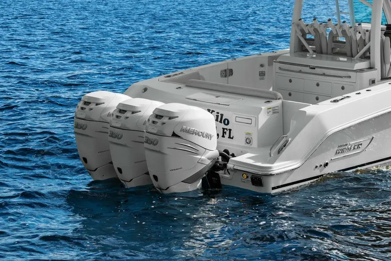 Lima Kilo Yacht Photos Pics 2019 Boston Whaler 380 Outrage 'Lima Kilo' - Profile Stern Motors