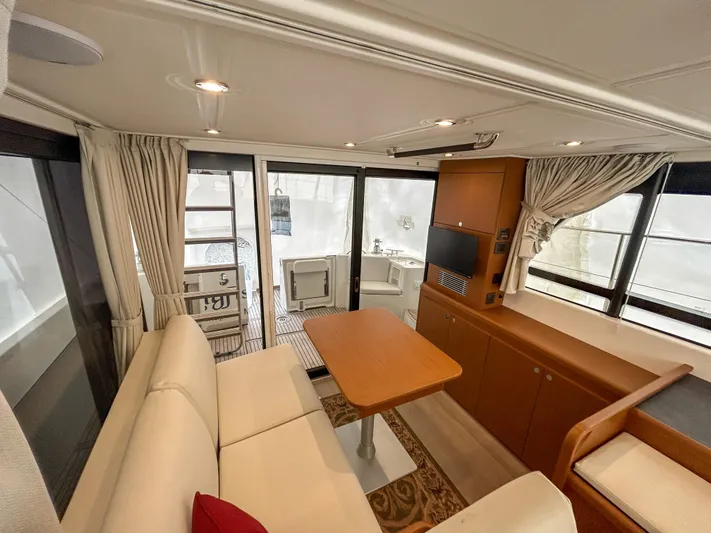  Yacht Photos Pics Interior of 2023 Beneteau Swift Trawler 35, featuring elegant seating and modern design.
