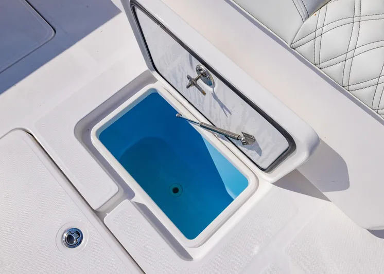  Yacht Photos Pics Open storage compartment on 2025 Invincible 36 Open Fisherman boat.
