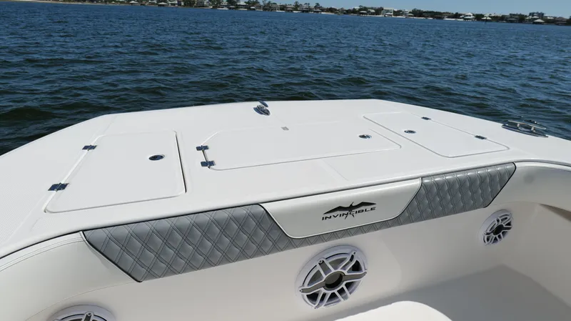 Engine Warranty X Trailer Yacht Photos Pics Invincible 37 Catamaran 2020, spacious deck view, on calm waters.