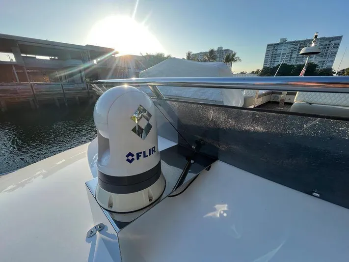 510 Schaefer Yacht Photos Pics FLIR camera on 2019 Schaefer 510 yacht, docked at sunset.
