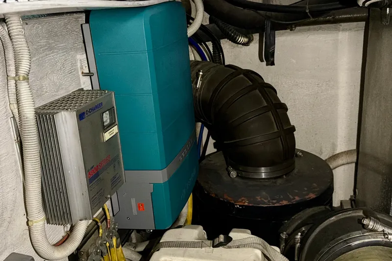  Yacht Photos Pics Engine room of 2003 Carver 564 Cockpit Motor Yacht with electrical components.