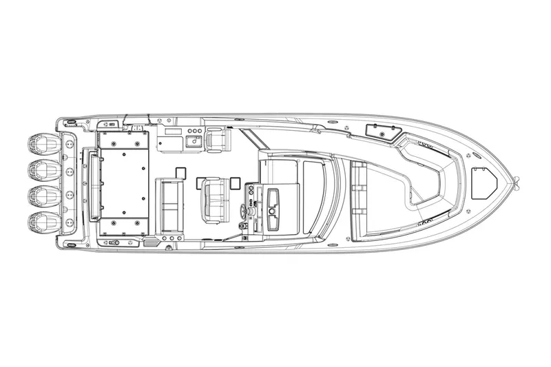 Siper Brokerage Yacht Photos Pics Manufacturer Provided Image: Top view layout of 2021 Boston Whaler 380 Realm boat.