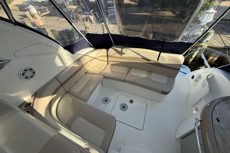  Yacht Photos Pics 2016 Formula 37 Performance Cruiser interior with beige seating and spacious layout.