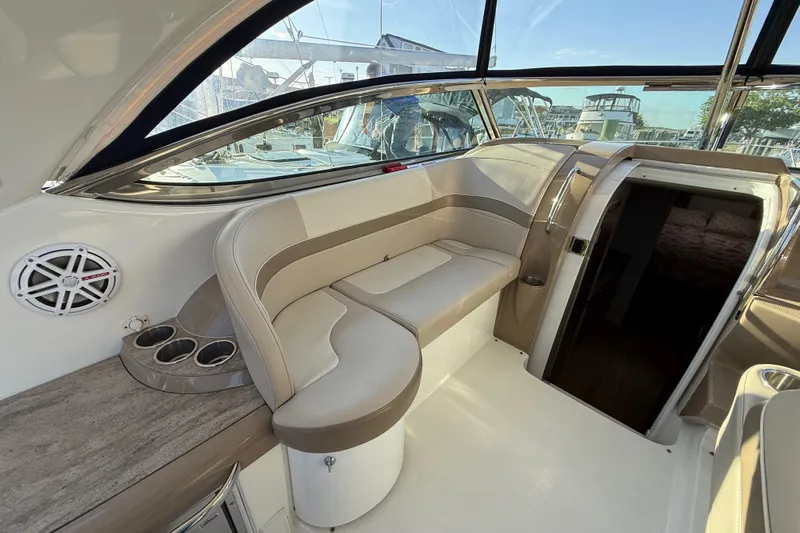  Yacht Photos Pics 2016 Formula 37 Performance Cruiser interior with beige seating and modern design.