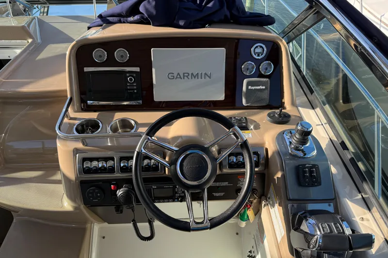  Yacht Photos Pics Helm of 2016 Formula 37 Performance Cruiser with Garmin navigation system and controls.