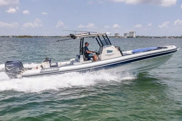  Yacht Photos Pics 2018 RIB CVL Colt 35 boat cruising on water with Yamaha engine.