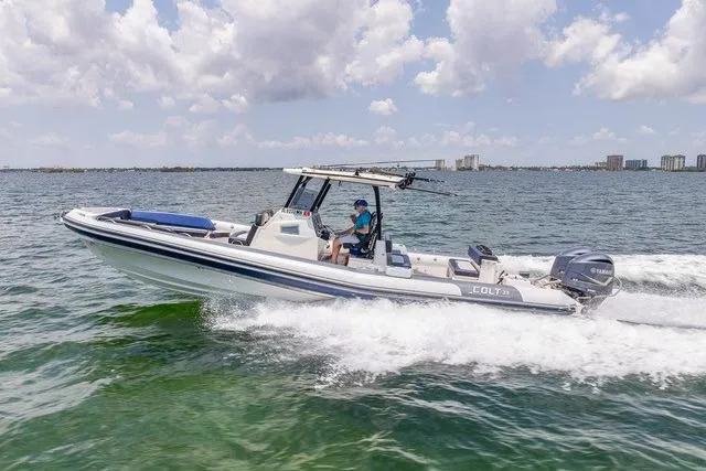  Yacht Photos Pics 2018 RIB CVL Colt 35 boat cruising on open water under a cloudy sky.