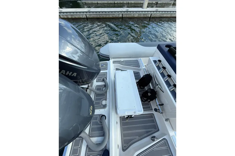  Yacht Photos Pics 2018 RIB CVL Colt 35 boat with Yamaha engines docked by the water.